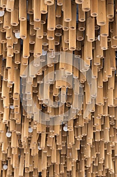 Bamboo wood decoration on ceiling background
