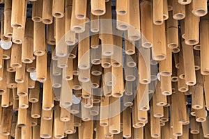 Bamboo wood decoration on ceiling background