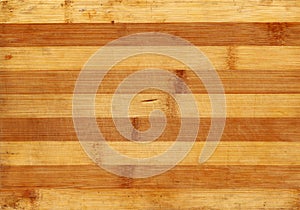 Bamboo wood scratched board realistic photo texture. Warm striped background for your design.