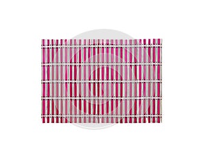 Bamboo wood table placemat mat with red patterns isolated on a white background , clipping path