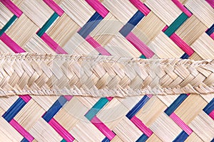 Bamboo wood texture with weaving crafts in seamless patterns on background
