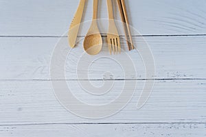 Bamboo wood toothbrush on clean white marble table top view background concept for save the earth day, world environmental,