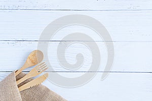 Bamboo wood toothbrush on clean white marble table top view background concept for save the earth day, world environmental,