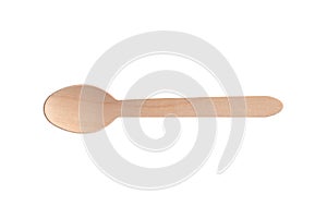 bamboo wooden spoon isolated on white background. utensil and disposable kitchenware