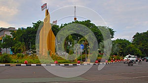 The Bambu Runcing monument spiky bamboo in the city of Surabaya