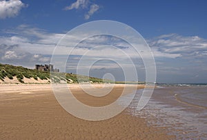 Bamburgh castle and beach