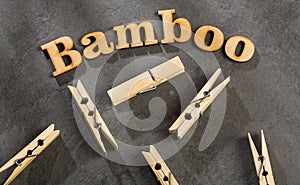 Bambusoideae - Set clothespins, natural bamboo peg