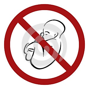 Ban on children. Outline baby in a prohibition sign. Danger of pregnancy. Medical contraindications photo