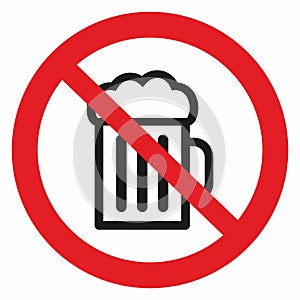 ban on drinking beer in a public place, vector icon, eps.