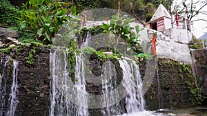 Ban Ganga Small Temple in Uttarkashi: Ganga Stream from a hill brought by Arjuna, Mahabharata Mythology. Indian Culture and