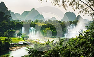 Ban Gioc Detian waterfall on China and Vietnam border photo