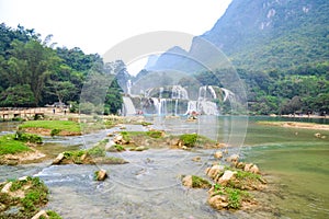 Ban Gioc Waterfall or Detian Falls, Vietnam& x27;s best-known waterfall located in Cao bang