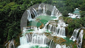 Ban Gioc waterfalls in the green mountains