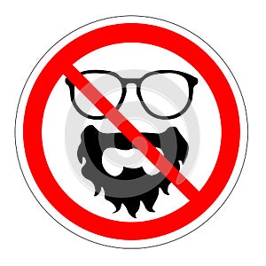 Ban glasses beard. Prohibiting sign accessories. Vector illustration