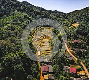 Ban Huai Hom Christendom, village in the jungle and valley in Mae Hong Son, Thailand