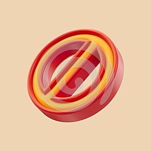 Ban icon 3d render concept for sign empty template crosser out red prohibit photo
