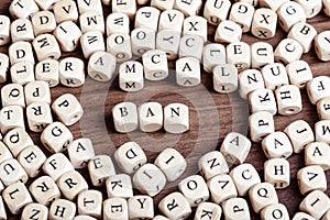 Ban, letter dices word