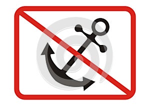 Ban on mooring boats, sign, eps.