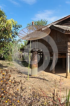 Ban Napia Laos houses in village makes spoons from bombs after from Vietnam war