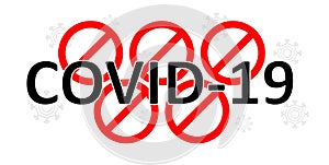 The ban of the olympic games. Cancellation of the 2020 olympic games in Japan due to coronavirus 2019-nCov, covid-19. Circles made