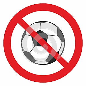 ban on playing with the ball, soccer, disturbing the peace with noise, emblem, eps.