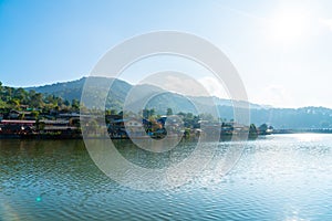 Ban Rak Thai Village near mountain and the lake in Mae Hong Son, Thailand