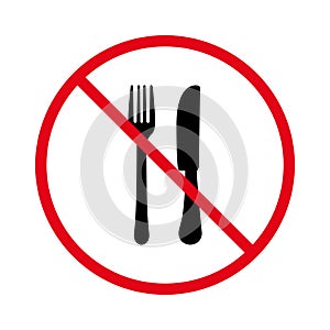 Ban Restaurant Cutlery for Dinner Black Silhouette Icon. Forbid Dining Knife and Fork Silverware Pictogram. Prohibit