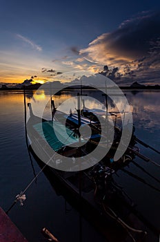 Ban Sam Chong Tai and colorful sunrises that emerges behind the giant limestone mountains