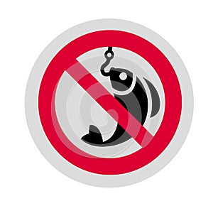 Ban sign fishing on a white background