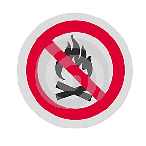 Ban sign to fire on a white background