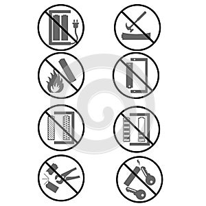 Ban signs for batteries and accumulators