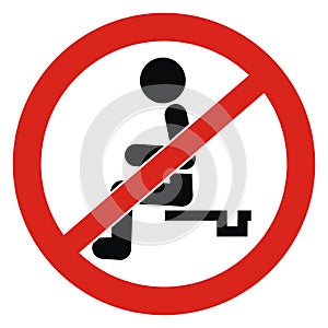 Ban sitting on the ramparts, red circle frame, sign, eps.
