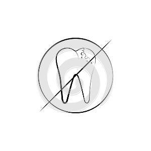 ban, tooth icon. Element of dantist for mobile concept and web apps illustration. Hand drawn icon for website design and