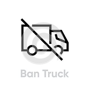 Ban Truck Delivery icon. Editable line vector.