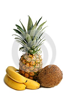 Banana, ananas, cocoa nut.