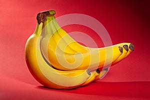 Banana bunch on red