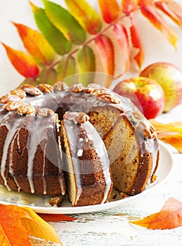 Banana Bundt Cake with pecans