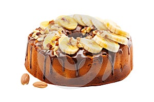 Banana cake isolated on transparent background. Generative Ai