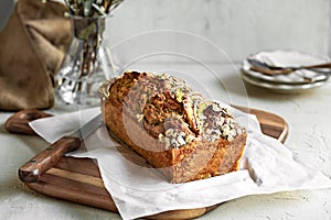 Banana Cake with Oat and Chia topping