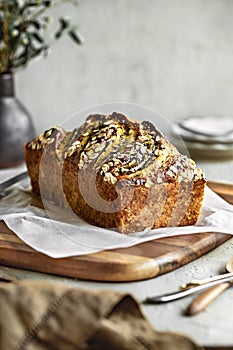 Banana Cake with Oat and Chia topping