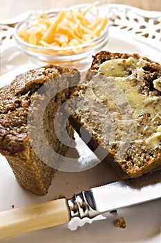 Banana and carrot bran muffins with cheese