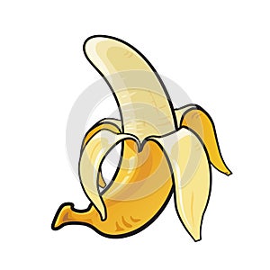 Banana cartoon, Banana peeled isolate on white background