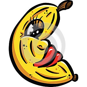 Banana Cartoon Character Icon Loco Design