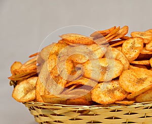 Banana Chips, Dried banana Chips Snack, Kela Wafer, Salted Wafers, Kerala cuisine, Fried Spicy and salty Food, Namkeen or Fryums