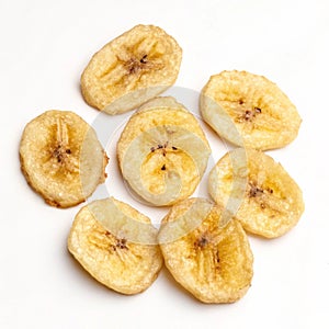 Banana chips isolated on white background