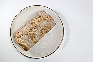 Banana Cinnamon crumb bread on a plate