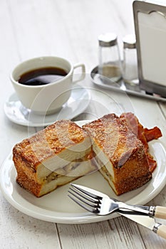 Banana cinnamon french toast with bacon