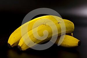 Banana close up isolated on black background