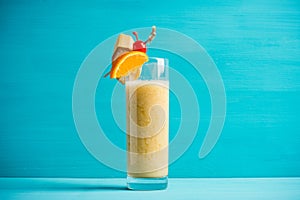 Banana cocktail with fruit decoration