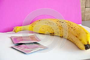 Banana and condoms. erection symbol. sex games